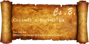 Csizmás Borbála névjegykártya